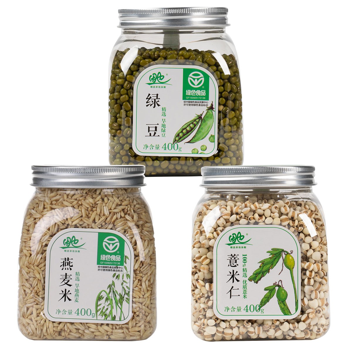 内蒙古田也燕麦米+薏米+绿豆组合(400g*3罐)_ID9