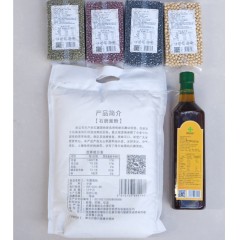 草原特产精致家庭套餐B：胡麻油1升、石磨面2.5kg、绿豆400、黑豆380g、黄豆360g、红小豆400g